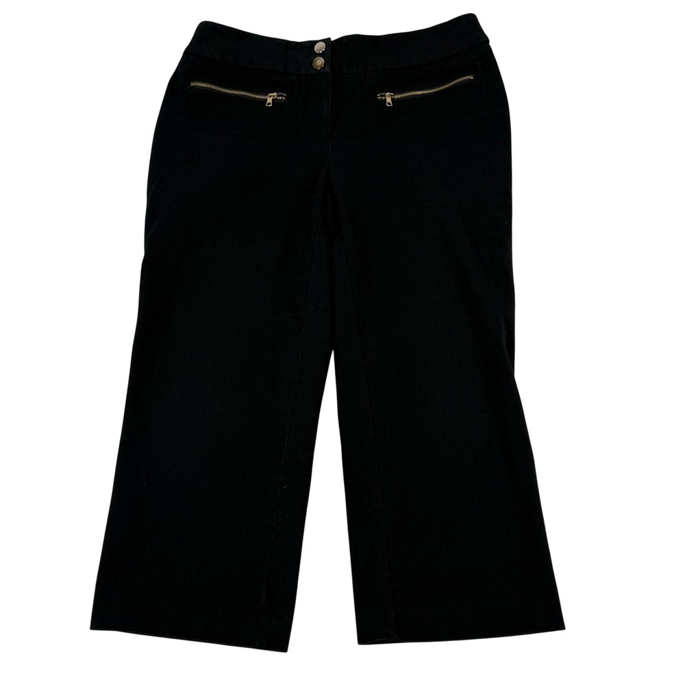 Alfani Pants 4 Black Cropped Capri Stretch Zip Pocket Career Office Minimalist